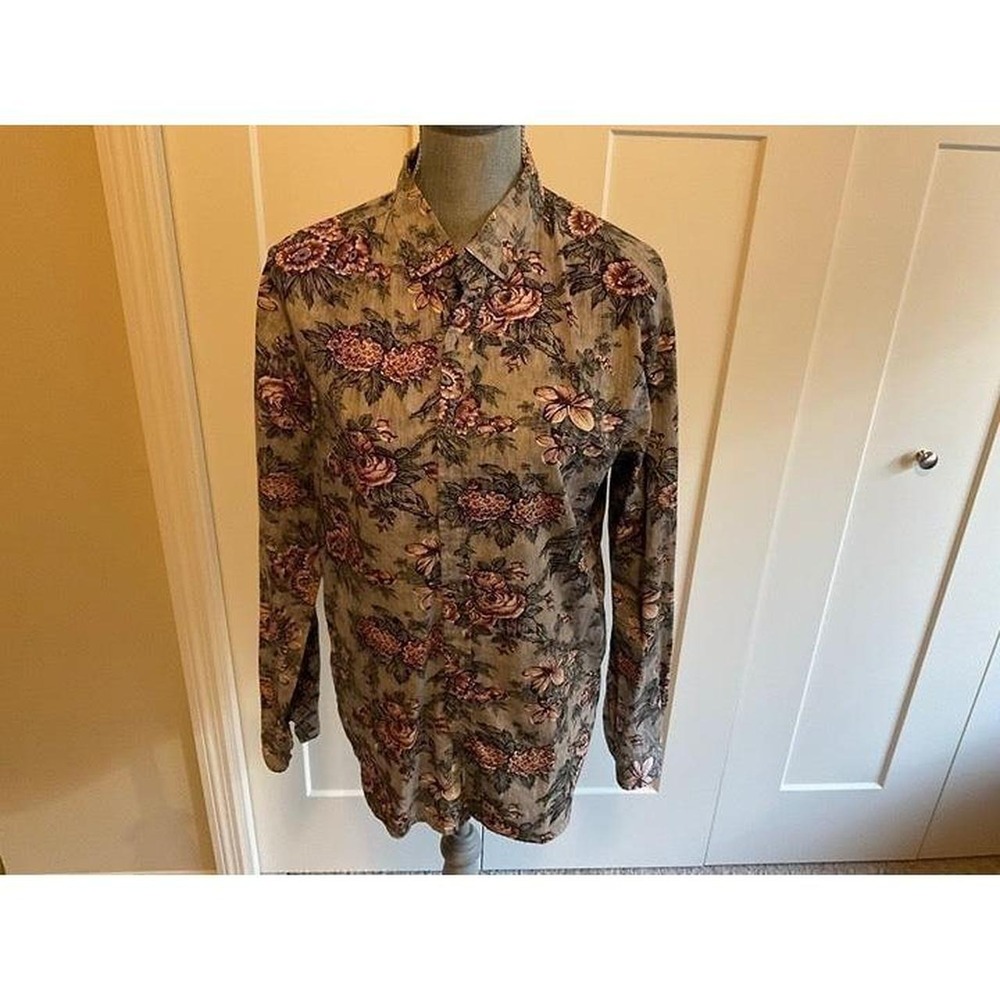 Heritage Shirt Slim Fit Men Medium Floral Button Up Cotton s3